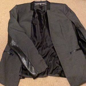 Half leather half Polka dot blazer goes all the way down to the wrist